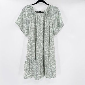 Rails Women's Pastel Green Floral Boho Short Sleeve Shift Dress Size M
